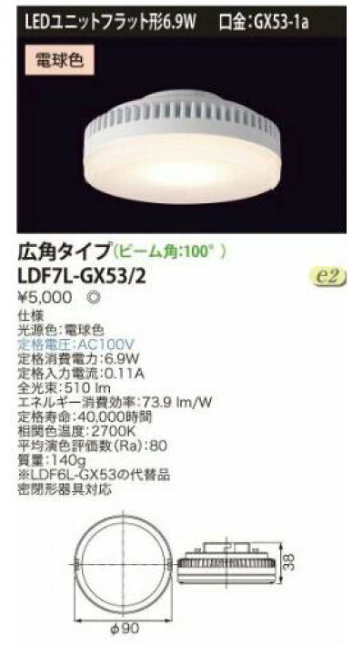 楽天市場】東芝ライテック E-CORE LED電球 LEDユニットフラット形6.9W 
