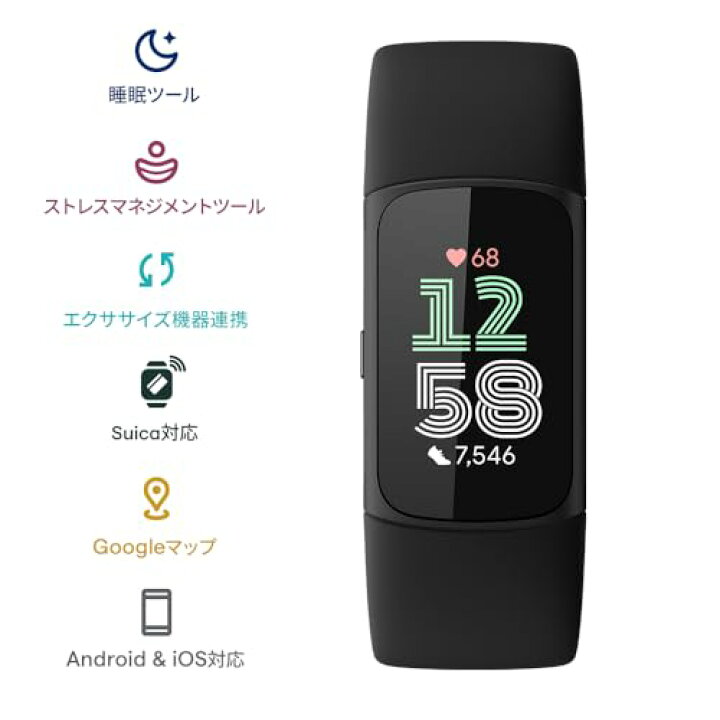 楽天市場】【Suica対応】Fitbit Charge 6 トラッカー Obsidian/Black  