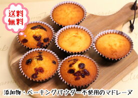 マドレーヌ 添加物 ベーキングパダー 不使用 手作り 個包装 ギフト 国産小麦 バター プレーンx3 クランベリーx3 計6個 朝食 軽食 おやつ スイーツ 焼菓子 お買い得 ティータイム コーヒー 紅茶