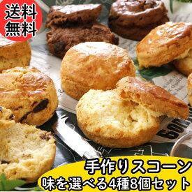 【スーパーセール】 【5%OFF & P2倍】スコーン 4種 計8個 北海道産小麦100%使用 手作り スコーン 選べる 4種 セット プレーン チョコ レーズン くるみ アールグレイ お取り寄せ 朝食 軽食 おやつ スイーツ 焼菓子 紅茶 アフターヌーンティ ティータイム コーヒー