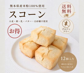 グルテンフリー米粉プレーンスコーン 12個入り 小麦 卵 乳 バター 白砂糖不使用。グルテンフリー&ビーガンスコーン　送料無料