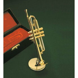 ミニチュア楽器（管）　トランペット（ゴールド）　1／6　12cm