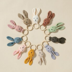 「2枚セット」赤ちゃん 寝かしつけ用 おしゃぶりタオル 鈴付き ぬいぐるみ おもちゃ 木製リング ウサギ 噛むおもちゃ おねんね抱っこ毛布 兎 新生児 幼児用 プレゼント ギフト 楽天海外通販