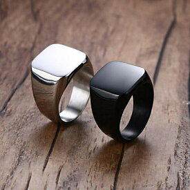 スクエアリング 選べる2color ブラック シルバー 重量感 シンプル ノーブランド 指輪 リング シンプル お洒落アイテム フリーサイズ デイリー 結婚式 カジュアル 小物 ファッション 雑貨 ギフト 大人