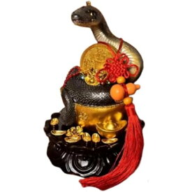 白蛇 置物 小型 白ヘビ 縁起物 風水グッズ 蛇 巳年 干支 開運祈願 プレゼント 風水アイテム しろへび 龍の化身 金運 開運 グッズ アイテム 縁起物 シロヘビの置物金運 財運 繁栄 生命力 勝負運 幸運 玄関飾り ギフト 開店祝い (ブラック) [並行輸入品]