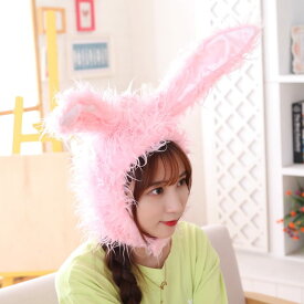 ウサギ ぬいぐるみ帽子 かわいい 兎 仮装 ヘッドギア帽子 おもちゃ 写真小道具 パーティーコスチューム 動物帽子 人気 プレゼント エイプリルフール