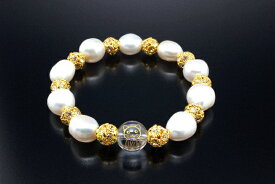 バロックパール猫ブレスレット 淡水バロックパール 白水晶 浄化 種類 相性 運気 エネルギー スピリチュアル チャクラ 人気 波動 ジュエリー 防御 パワー クリスタル