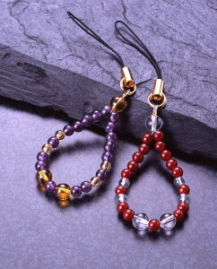 エレガントストラップ2本組 紫水晶 黄水晶 赤メノウ 白水晶 メンズ レディース 効果 ハンドメイド 浄化 種類 意味 アクセサリー クリスタル シトリン アメジスト