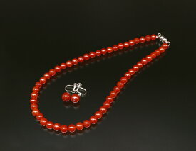 ハイグレード・赤めのうネックレス＆イヤリング 赤メノウ メンズ レディース 効果 ハンドメイド 浄化 種類 意味 アクセサリーセット ネックレス＆イヤリングセット