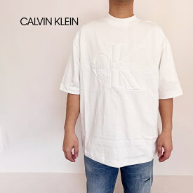 カルバンクライン Tシャツ CALVIN KLEIN PREMIUM MONOLOGO TEE プレミアムモノロゴTシャツ 5分袖 モノグラムロゴ コットン レーヨン メンズ WHITE ホワイト【2024春夏】