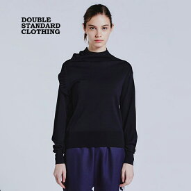 ダブルスタンダードクロージング ニットトップス DOUBLE STANDARD CLOTHING Sov. ソブ ハイネックフリルデザインニット セーター ロングスリーブ ダブスタ レディース ブラック【2024春夏】