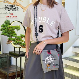 【新作】ダブルスタンダードクロージング×ボールアンドチェーン ショルダーバッグ DOUBLE STANDARD CLOTHING×Ball&Chain バルーンベア ポシェット ナイロンバッグ ストラップ付き ダブスタ グレー【2025秋冬】