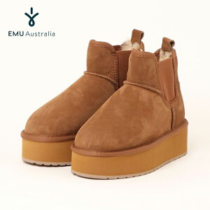 エミュ オーストラリア シープスキンブーツ【日本限定】EMU Australia THRESHER FLATFORM ムートンブーツ プラットフォームソール 厚底 サイドゴア メンズ レディース CHESTNUT チェスナット 大きいサ