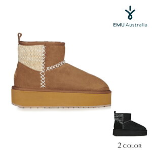�G�~�� �I�[�X�g�����A �V�[�v�X�L���u�[�c EMU Australia STINGER KNIT FLATFORM ���[�g���u�[�c ���� �y�� �z�� ���� �������H �t�@�[ �����Y ���f�B�[�X CHESTNUT/BLACK�y4F�z