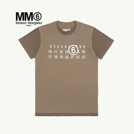 エムエム6 MM6 レディース メゾンマルジェラ Tシャツ Maison Margiela クルーネック 半袖 ショートスリーブ コットン ツーレイヤー メンズ TAUPE トープ【マルタンマルジェラジャパン正規取扱店】【2024春夏】