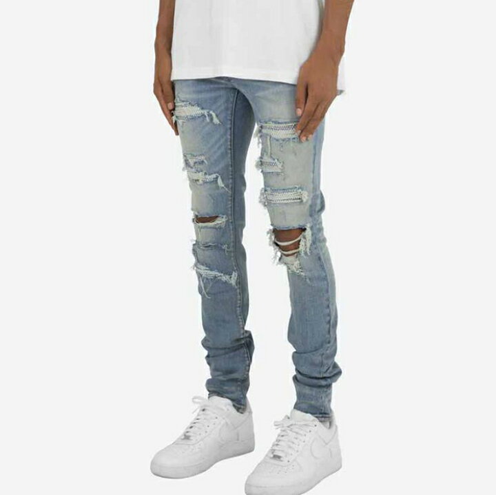 楽天市場】ミニマル デニムパンツ mnml X201 RHINESTONE SKINNY DENIM 