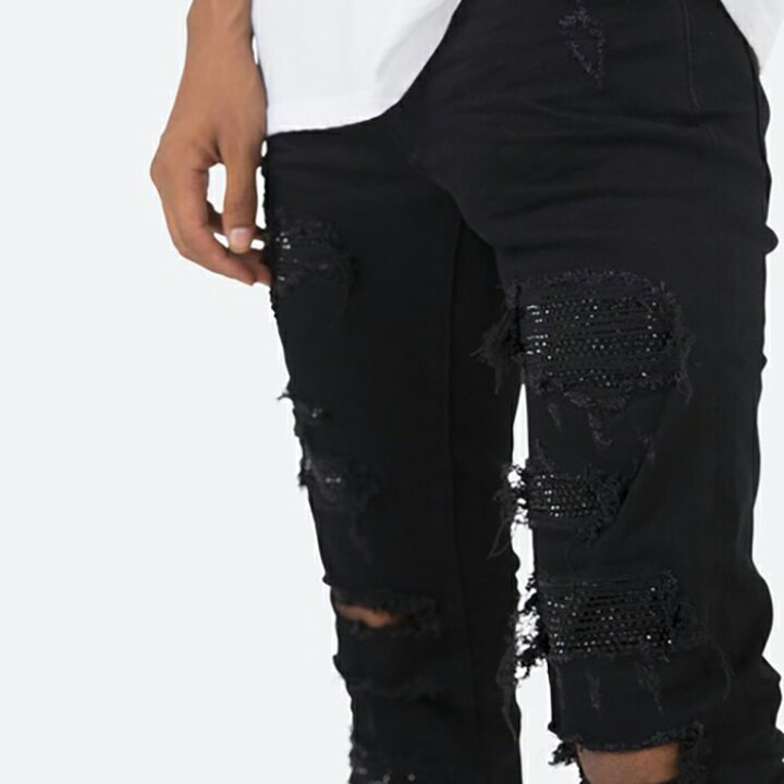 楽天市場】ミニマル デニムパンツ mnml X201 RHINESTONE SKINNY DENIM 