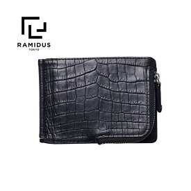 【予約商品】【ラミダス正規取扱店】 マネークリップ RAMIDUS MONEY CLIP コンパクトウォレット クロコ型押し イタリアンレザー コインポケット 紙幣クリップ カードポケット BLACK ブラック【2023秋冬】