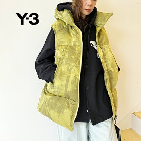 ワイスリー パファーベスト Y-3 U_GFX PUFF VEST パファージレ フーディ フード付き アウター ユニセックス YELLOW×BLACK イエロー×ブラック【アントラクト正規取扱店】【2023秋冬】