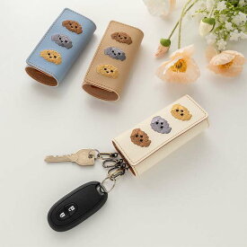 キーケース 【 刺繍 トイプードル 】 鍵 鍵入れ キーホルダー スマートキー 車 4連 本革 レザー 犬 犬の日 メンズ レディース シンプル 誕生日 父の日 プチギフト MMLM