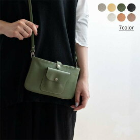 横型スマホポシェット 【 シュリンク 】ポシェット ショルダー ポーチ 姫路レザー ナチュラルカラー 革 レザー バック シンプル レディース メンズ 収納 カバン 鞄 ショルダー バッグ 斜めがけ 柔らかい ソフト お財布ショルダー サコッシュ 肩掛け MMLM