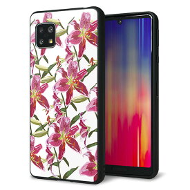 SoftBank AQUOS sense5G A004SH ケース カバー 背面 ガラス TPU デザイン ガラプリ 【SC892 ボタニカルスカーレットリリー】 印刷 光沢 メール便送料無料