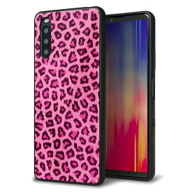 Y!mobile Xperia 10 III A102SO ケース カバー 背面 ガラス TPU デザイン ガラプリ 【1066 ヒョウ柄ベーシックSピンク】 印刷 光沢 メール便送料無料