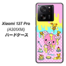 SoftBank Xiaomi 13T Pro A301XM ハードケース カバー 【AG822 ハニベア(水玉ピンク) UV印刷 素材クリア】