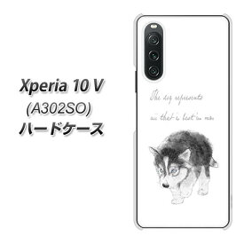 SoftBank Xperia 10 V A302SO ハードケース カバー 【YJ194 ハスキー 犬 イラスト かわいい UV印刷 素材クリア】