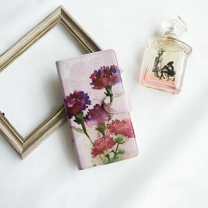 全機種対応 スマホケース 手帳型 【 水彩カーネーション 】花 母の日 フラワー 水彩風 iphone se2 iPhone13 mini iPhone13 Pro アイフォン xperia xz3 aquos R3 スマホカバー 携帯ケース MMLM