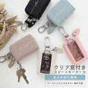 スマートキーケース 窓付き かわいい 【 シングル 名入れ 】 くすみカラー キーケース 文字入れ ナチュラルカラー ニュアンスカラー レディース メンズ おしゃれ ナスカン付き キーレス 車 通勤 通学 MMLM