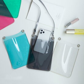 スマホポシェット 【 クリア 】 PVC スマホショルダー ショルダーベルト付き クリアバッグ ショルダー タイプ スマホケース ベージュ スマホポーチ ポシェット 縦 おしゃれ クリア 透明 メンズ レディース 斜めがけ 大人 メール便送料無料