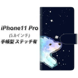 Apple iPhone11 Pro 手帳型 スマホケース カバー 【ステッチタイプ】【YJ031 コーギー オーロラ 】