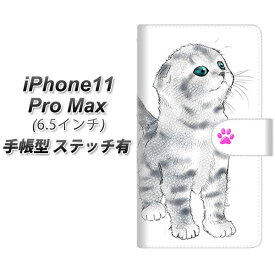 Apple iPhone11 Pro Max 手帳型 スマホケース カバー 【ステッチタイプ】【YE818 スコティッシュフォールド03】