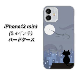 iPhone12 mini ハードケース カバー 【012 屋根の上のねこ UV印刷 素材クリア】