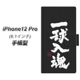 iPhone12 Pro 手帳型 スマホケース カバー 【OE806 一球入魂 ブラック UV印刷】