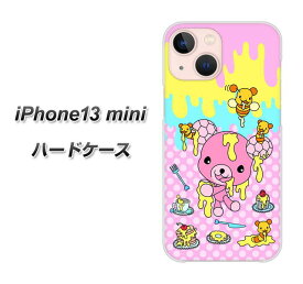 iPhone13 mini ハードケース カバー 【AG822 ハニベア(水玉ピンク) UV印刷 素材クリア】