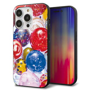 iPhone14 Pro ケース カバー 背面 ガラス TPU デザイン ガラプリ 【MA935 ヨーヨー】 印刷 光沢 MMLM