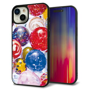 iPhone15 Plus ケース カバー 背面 ガラス TPU デザイン ガラプリ 【MA935 ヨーヨー】 印刷 光沢 MMLM