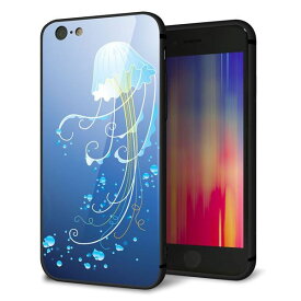 iPhone6s ケース カバー 背面 ガラス TPU デザイン 【 362 ジェリーフィッシュ 】 印刷 光沢 MMLM