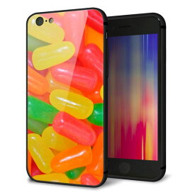iPhone6s ケース カバー 背面 ガラス TPU デザイン 【 449 ジェリービーンズ 】 印刷 光沢 MMLM