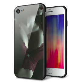 docomo au SoftBank iPhone7 アイフォン 7 ケース カバー 背面 ガラス TPU デザイン 【 KM887 ランジェリー 】 印刷 光沢 メール便送料無料