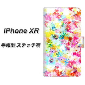 Apple iPhone XR 手帳型 スマホケース カバー 【ステッチタイプ】【SC876 リバティプリント プレスドフラワー ホワイト】