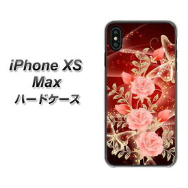 Apple iPhone XS Max ハードケース / カバー【VA824 魅惑の蝶とピンクのバラ 素材クリア】 UV印刷 ★高解像度版(アイフォンXS Max/IPHONEXSM/スマホケース)