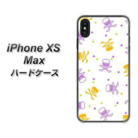 Apple iPhone XS Max ハードケース / カバー【VA908 ポップなドクロ イエロー×パープル 素材クリア】 UV印刷 ★高解像度版(アイフォンXS Max/IPHONEXSM/スマホケース)