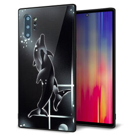 docomo Galaxy Note10+ SC-01M ケース カバー スマホケース 背面 ガラス TPU ガラプリ 【ブラックドルフィン】 メール便送料無料