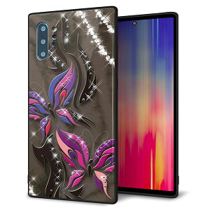 docomo Galaxy Note10+ SC-01M ケース カバー スマホケース 背面 ガラス TPU ガラプリ 【キラめくストーンと蝶】 MMLM