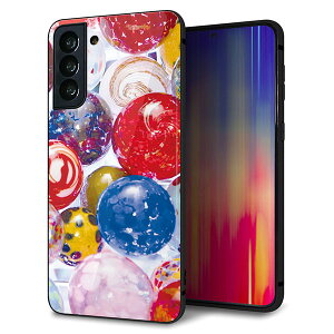 au Galaxy S21 PLUS 5G SCG10 ケース カバー 背面 ガラス TPU デザイン ガラプリ 【MA935 ヨーヨー】 印刷 光沢 MMLM