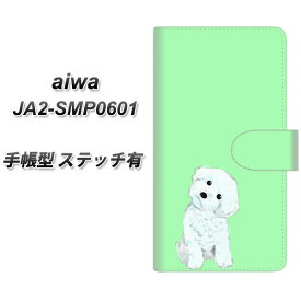 SIMフリー aiwa JA2-SMP0601 手帳型 スマホケース カバー 【ステッチタイプ】【YJ071 トイプー06 グリーン UV印刷】