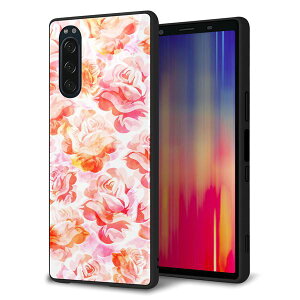 docomo Xperia5 SO-01M ケース カバー スマホケース 背面 ガラス TPU ガラプリ 【SC930 ローズ レッド】 MMLM